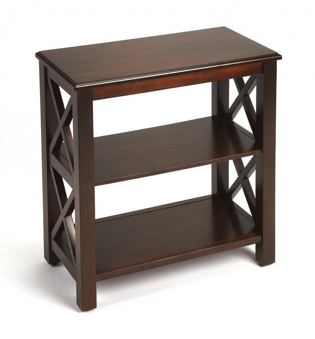 25" Dark Brown Two Tier Standard Bookcase HomeRoots
