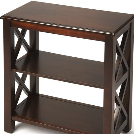25" Dark Brown Two Tier Standard Bookcase HomeRoots