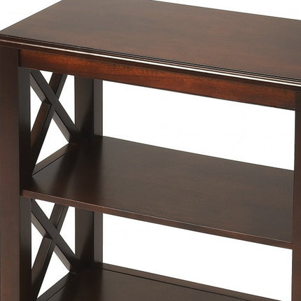 25" Dark Brown Two Tier Standard Bookcase HomeRoots