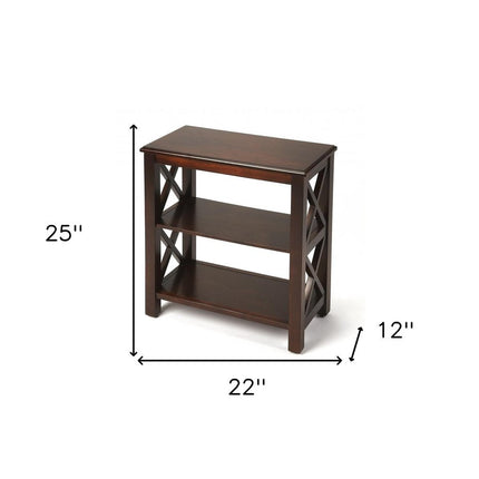 25" Dark Brown Two Tier Standard Bookcase HomeRoots