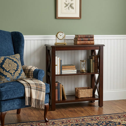 25" Dark Brown Two Tier Standard Bookcase HomeRoots