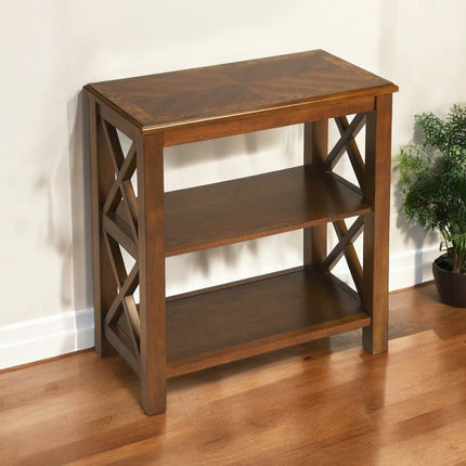 25" Brown Two Tier Standard Bookcase HomeRoots