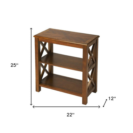 25" Brown Two Tier Standard Bookcase HomeRoots