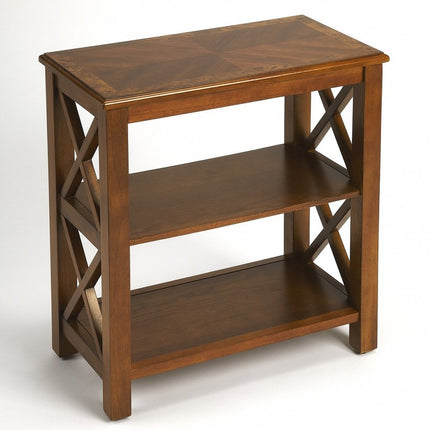 25" Brown Two Tier Standard Bookcase HomeRoots