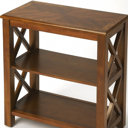25" Brown Two Tier Standard Bookcase HomeRoots