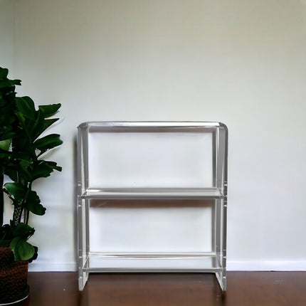 25" Clear Plastic Two Tier Bookcase HomeRoots