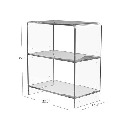 25" Clear Plastic Two Tier Bookcase HomeRoots