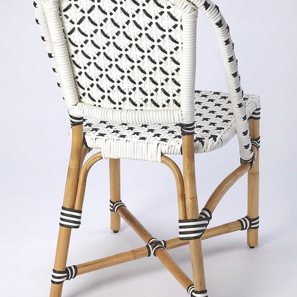 21" Black And White Woven Faux Rattan Outdoor Dining Chair HomeRoots