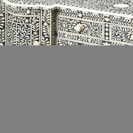 57" Black Wood Three Drawer Sideboard with Two Doors HomeRoots