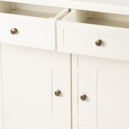 31" White Solid Wood Two Drawer Sideboard with Two Doors HomeRoots