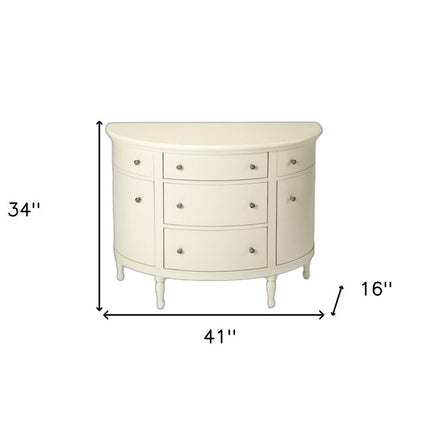 41" White Solid Wood Five Drawer Sideboard with Two Doors HomeRoots