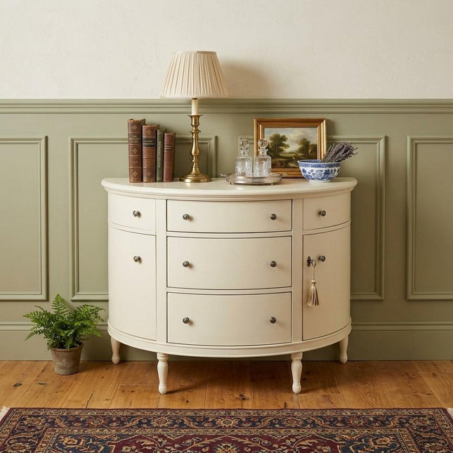 41" White Solid Wood Five Drawer Sideboard with Two Doors HomeRoots