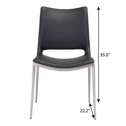 Set of Two Black And Silver Upholstered Faux Leather Open Back Dining Side Chairs HomeRoots