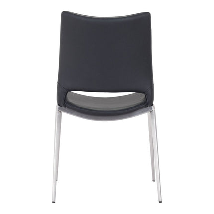 Set of Two Black And Silver Upholstered Faux Leather Open Back Dining Side Chairs HomeRoots