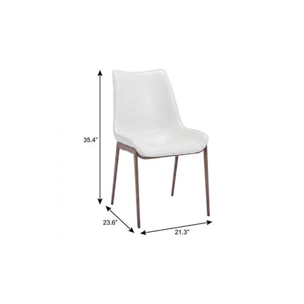 Set of Two White and Brown Upholstered Faux Leather Dining Side Chairs HomeRoots