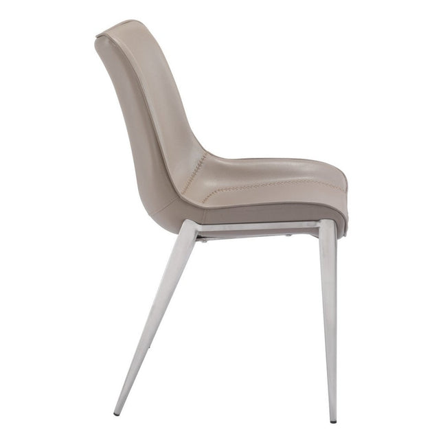 Set of Two Gray And Silver Upholstered Faux Leather Dining Side Chairs HomeRoots
