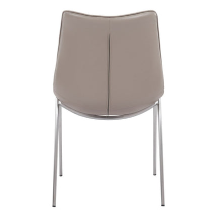 Set of Two Gray And Silver Upholstered Faux Leather Dining Side Chairs HomeRoots