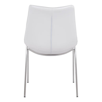Set of Two White And Silver Upholstered Faux Leather Open Back Dining Side Chairs HomeRoots