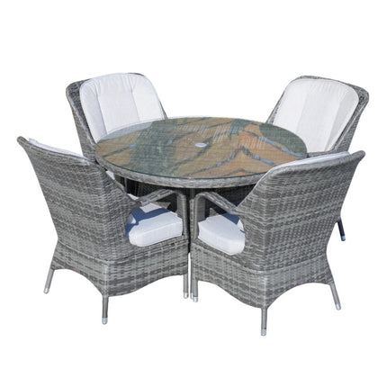 Five Piece Gray Round Glass Dining Set HomeRoots