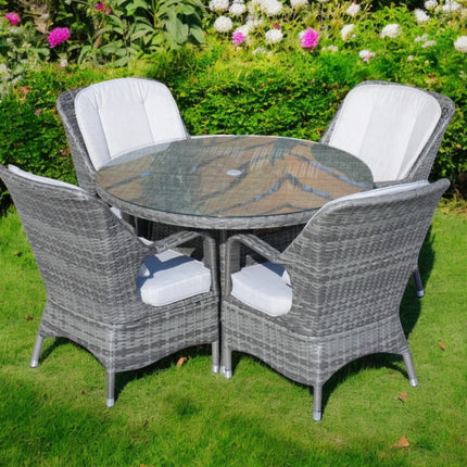 Five Piece Gray Round Glass Dining Set HomeRoots