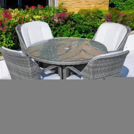 Five Piece Gray Round Glass Dining Set HomeRoots