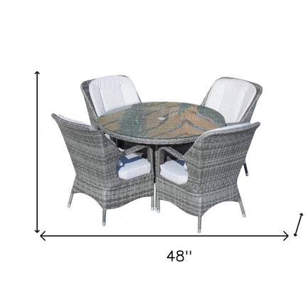 Five Piece Gray Round Glass Dining Set HomeRoots