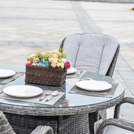 Five Piece Gray Round Glass Dining Set