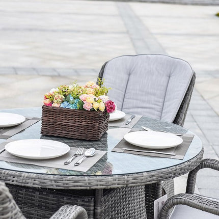 Five Piece Gray Round Glass Dining Set HomeRoots