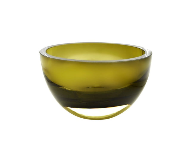 6" Moss Green Mouth Blown Crystal Thick Walled Bowl HomeRoots