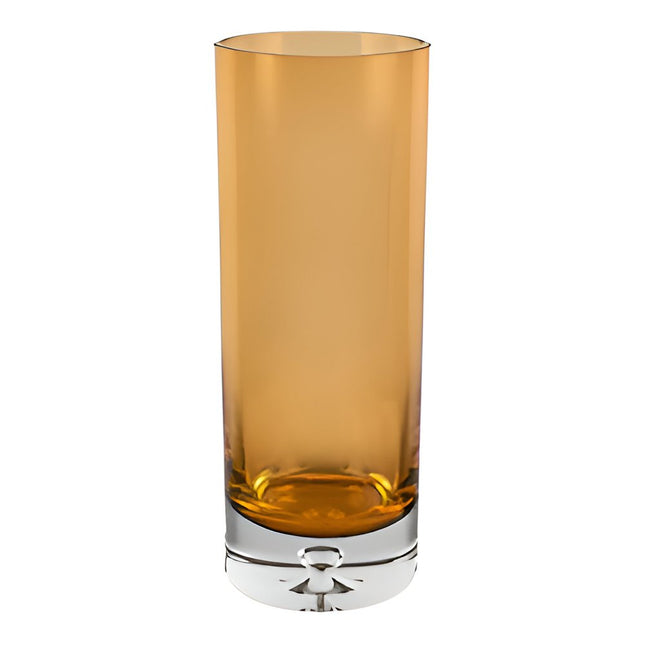 11" Amber And Clear Cylinder Lead Free Crystal Table Vase HomeRoots