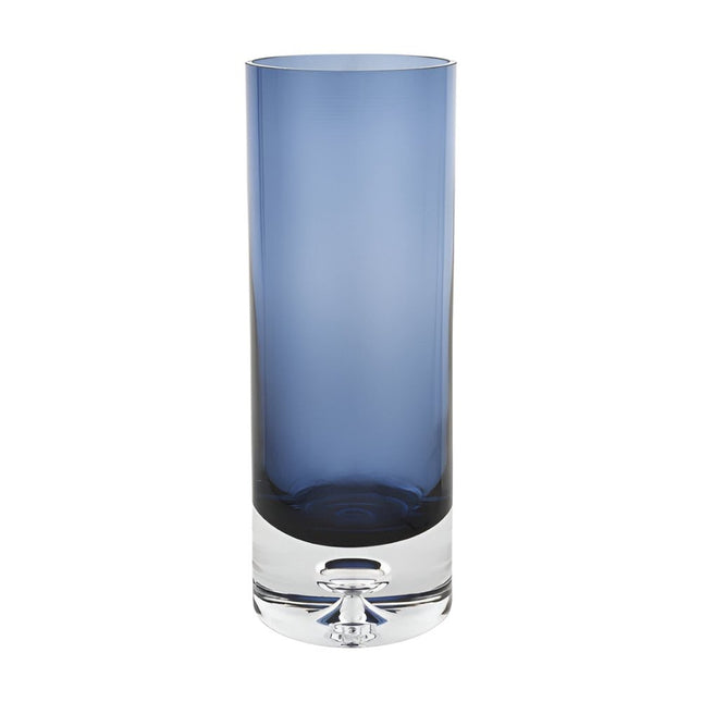 11" Blue And Clear Cylinder Crystal Glass Table Vase HomeRoots