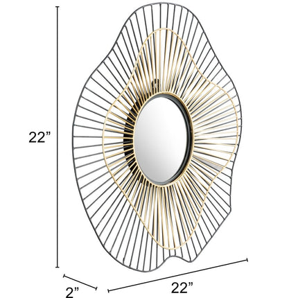 22" Black Abstract Metal Framed Accent Mirror HomeRoots