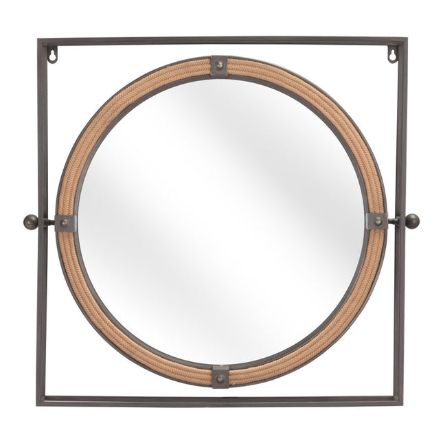 22" Gray Square Steel Framed Accent Mirror HomeRoots