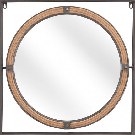 22" Gray Square Steel Framed Accent Mirror HomeRoots