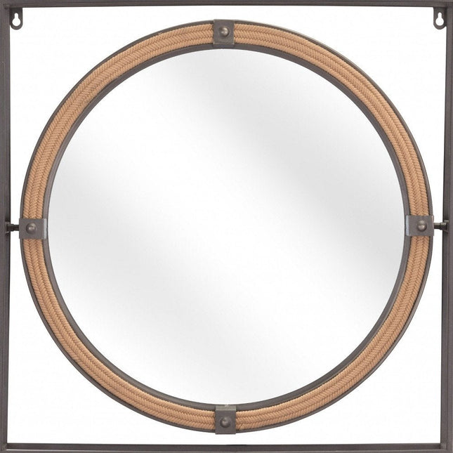 22" Gray Square Steel Framed Accent Mirror HomeRoots
