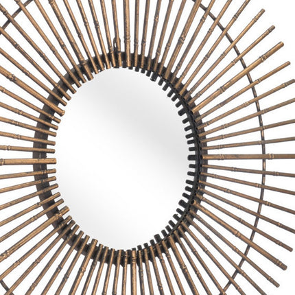 32" Gold Steel Sunburst Framed Accent Mirror HomeRoots