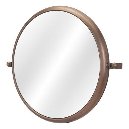 Industrial Gold Round Mirror HomeRoots