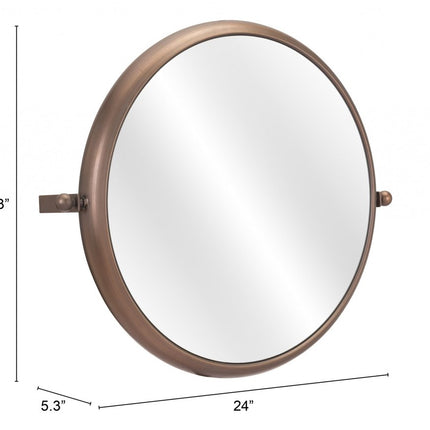 Industrial Gold Round Mirror HomeRoots