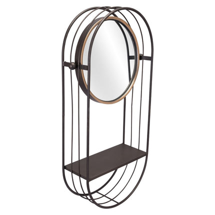 Industrial Gray Mirror Shelf HomeRoots