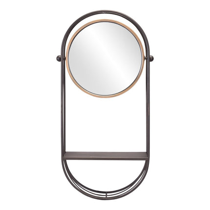 Industrial Gray Mirror Shelf HomeRoots