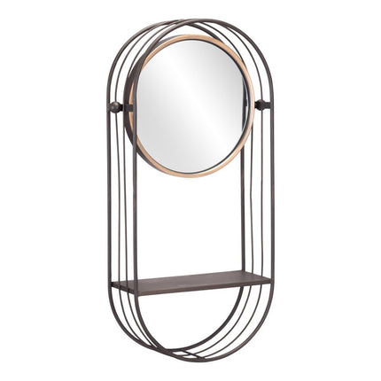 Industrial Gray Mirror Shelf HomeRoots