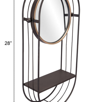 Industrial Gray Mirror Shelf HomeRoots