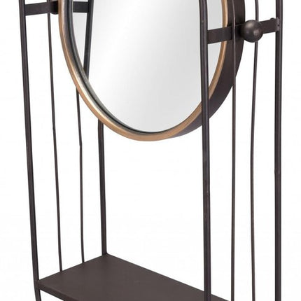 Industrial Gray Mirror Shelf HomeRoots