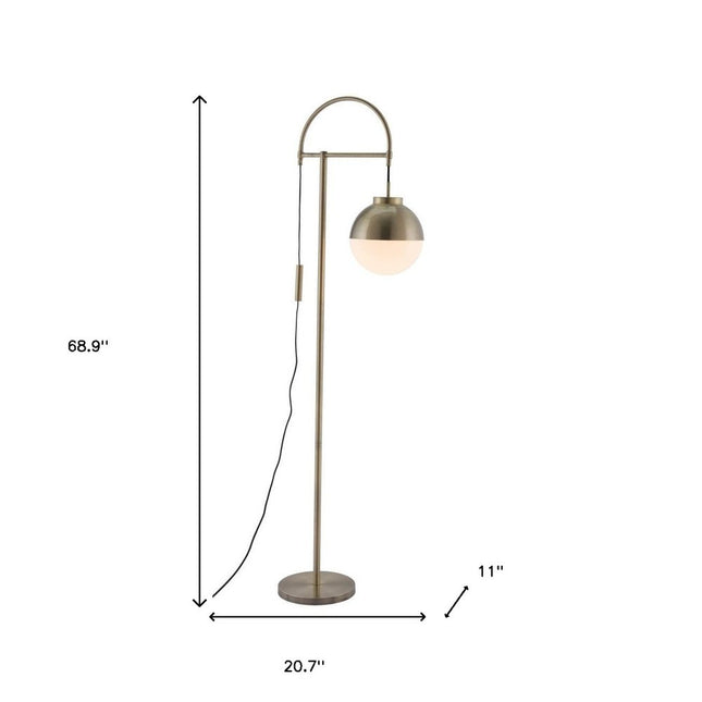 69" Bronze Steel Floor Lamp With Bronze Steel Globe Shade HomeRoots
