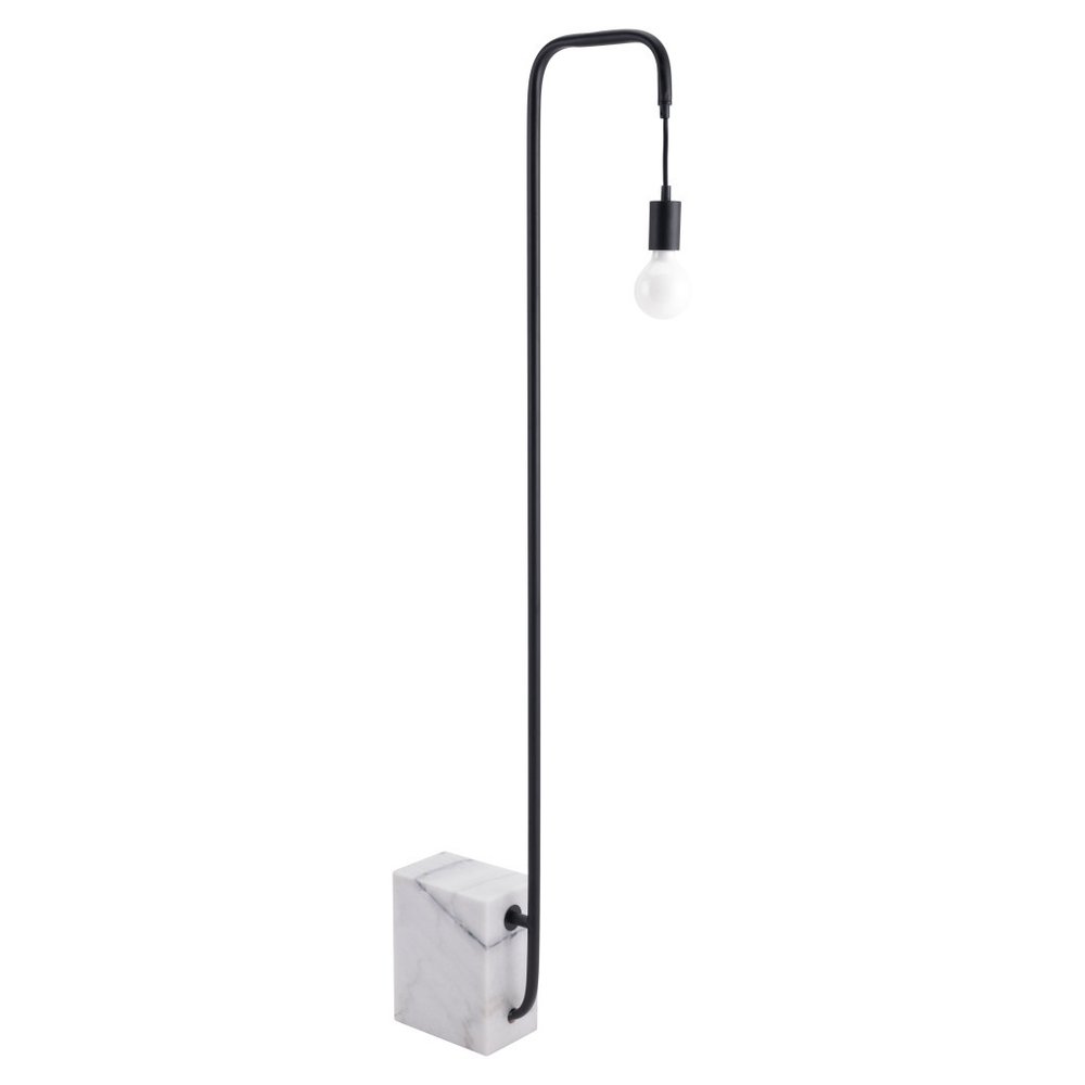 59" Black And White Marble And Steel LED Floor Lamp