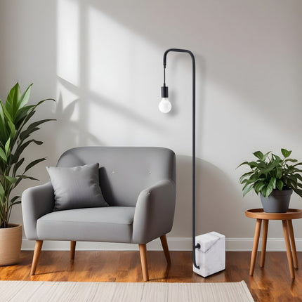 59" Black And White Steel LED Floor Lamp HomeRoots