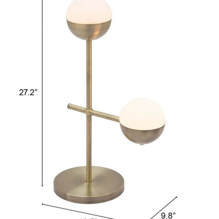 69" Brass Metal Bedside Table Lamp With Off White Globe Shade HomeRoots