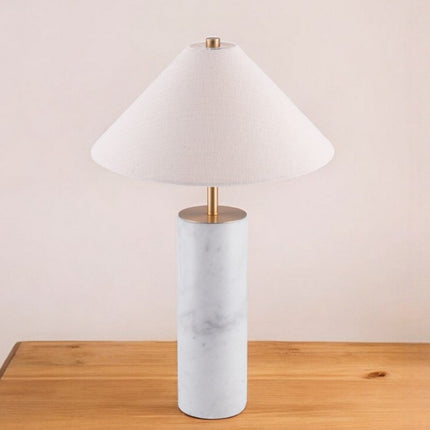 55" White Metal Bedside Table Lamp With Beige Empire Shade HomeRoots