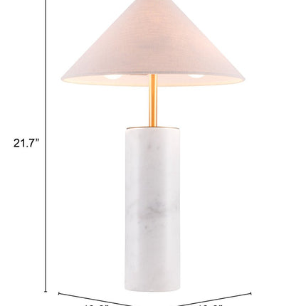 55" White Metal Bedside Table Lamp With Beige Empire Shade HomeRoots