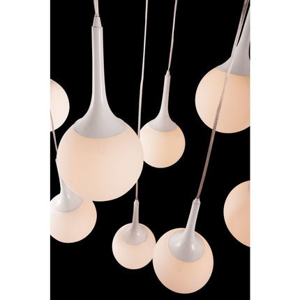 White Shaded Nine Light Metal Dimmable Ceiling Light HomeRoots